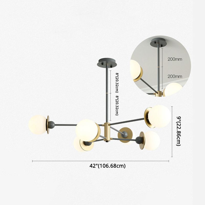 Starburst Chandelier Light Fixture Glass Dinning Room Hanging Chandelier in Grey