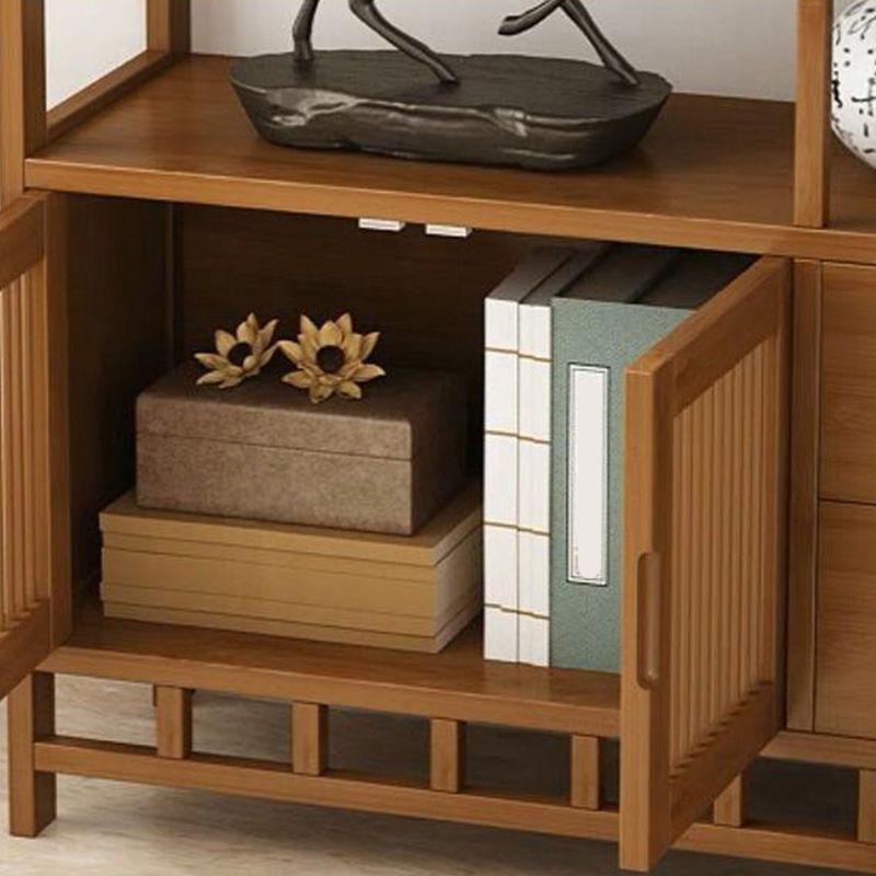 Brown Contemporary Style Standard Bookshelf Solid Bamboo Bookcase for Study Room