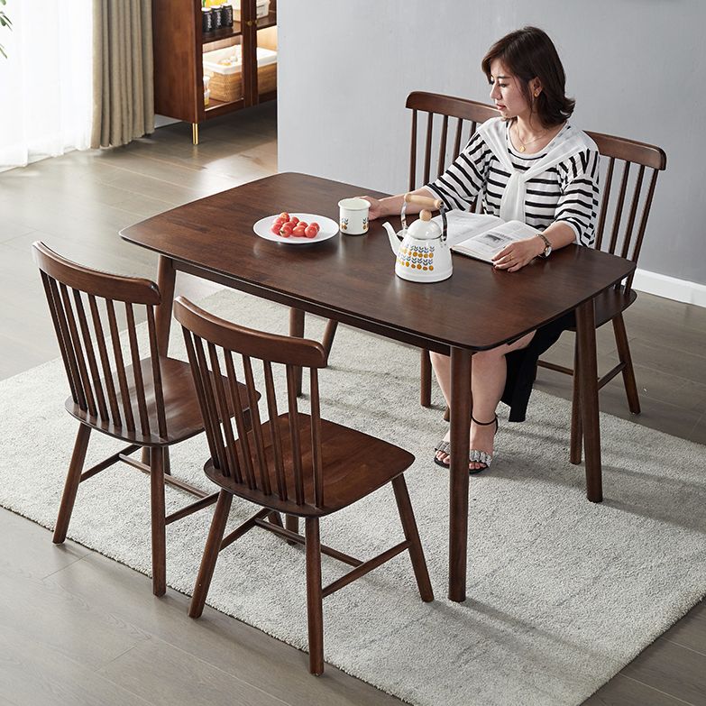 Modern Style Solid Wood Dining Set with Rectangle Shape Table and 4 Legs Base