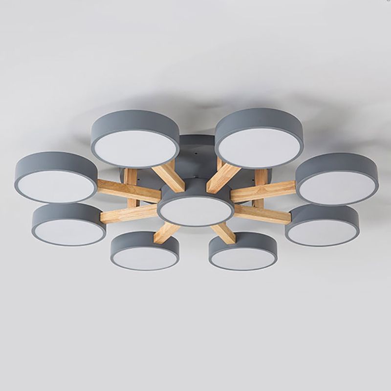 Nordic Round Ceiling Light Colorful Multi Light Flush Mount Light for Bedroom