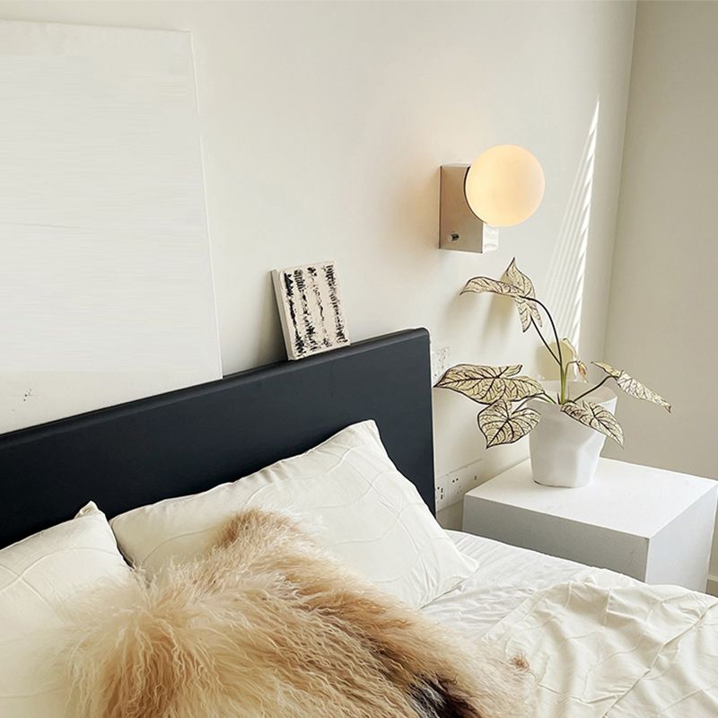 Postmodern Style Minimalist Metal Wall Light Sconce with Glass Shade for Washroom