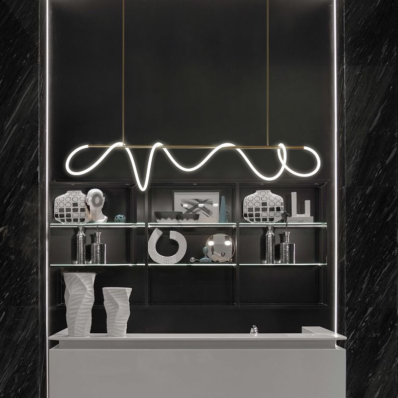 Modern Linear Island Chandelier 1-Light Restaurant Pendant Lighting Fixtures