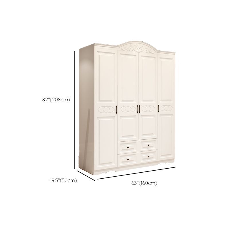White Engineered Wood Wardrobe Armoire Hinged Wardrobe Closet
