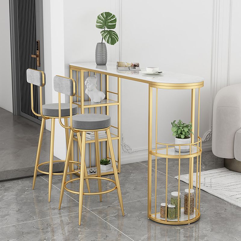 White Marble Counter-height Pub Table Modern Bar Dining Table for Living Room