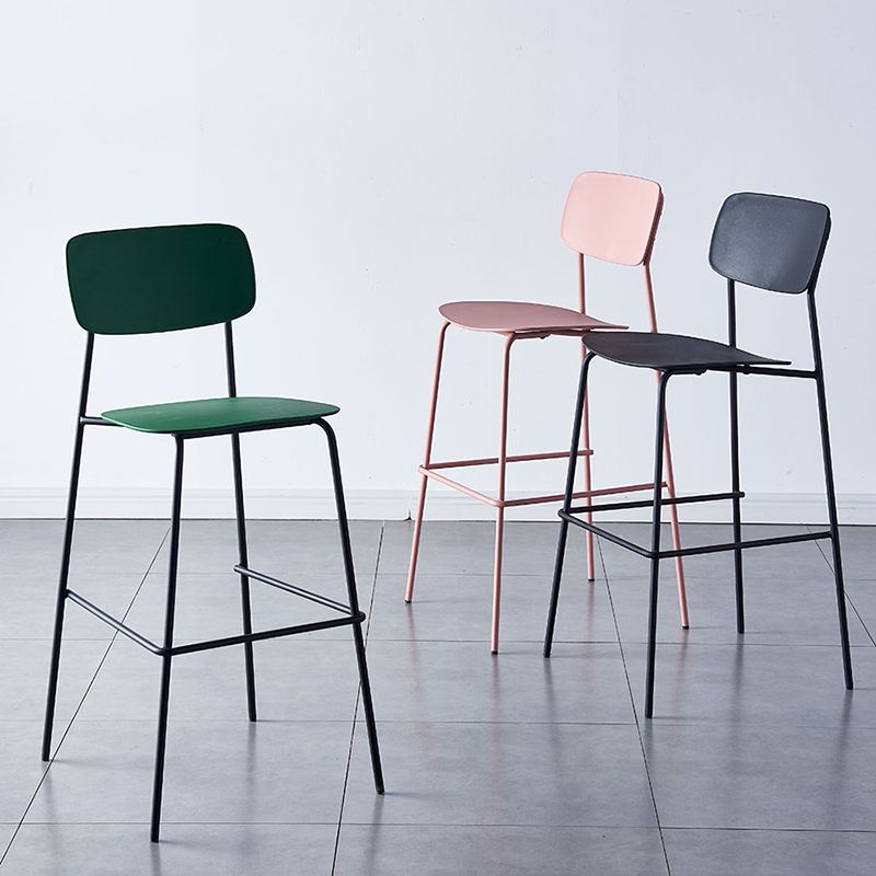 Modern Backrest Armless Counter Stool Iron Pub Stool with Plastic Cushion