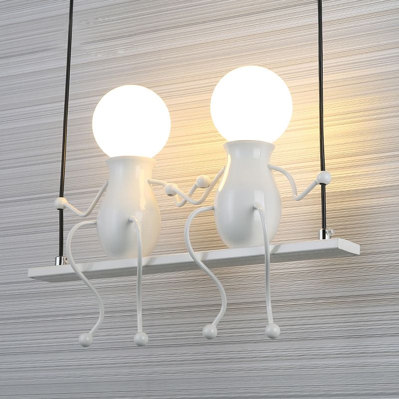 Zwart/wit/rode kleine mensen SCONCE LICHT METAL Kids 2 Lichten Wandverlichtingsarmatuur voor woonkamer