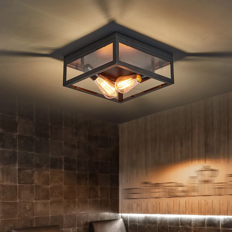 Squared Flush Mount Ceiling Light Industrial Flush Mount Lighting