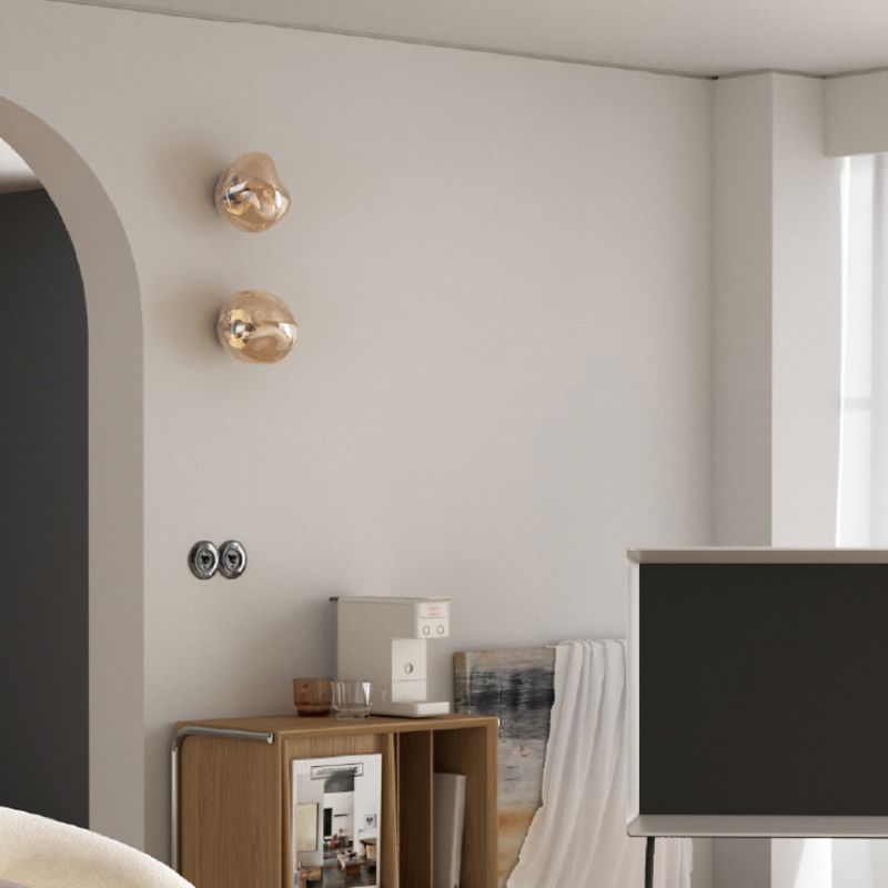 Unique 1 - Light Wall Light Fixture Modern Glass Wall Sconce in Sliver / Amber