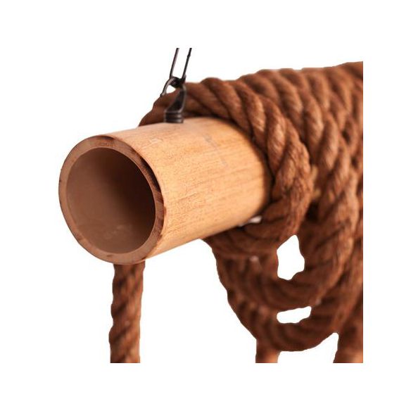 Country Rope Rope Island Light 3/4/6-Light Bamboo Island Pendant Light avec une ampoule nue en beige