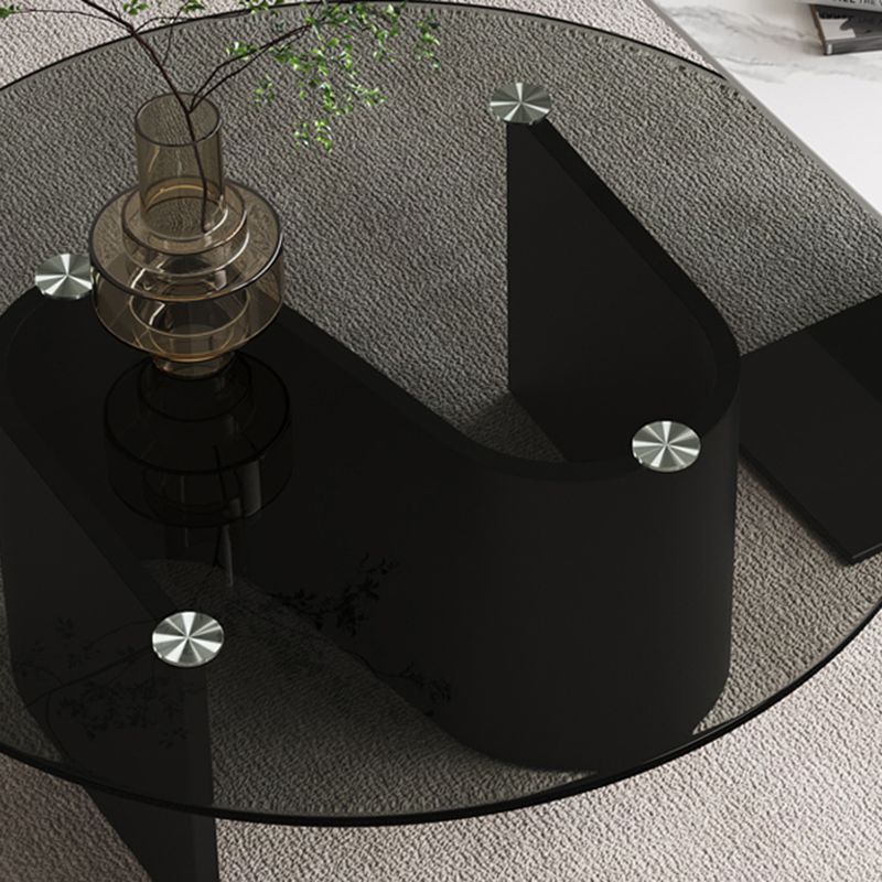 Modern Abstract Coffee Table Glass Wood Coffee Cocktail Table