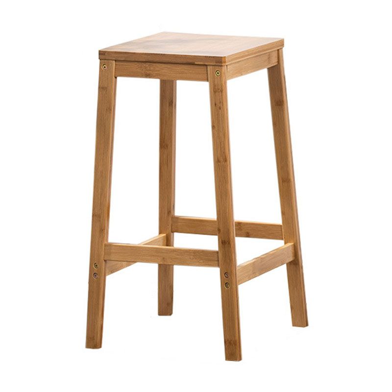 Industrial Square Backless Stool Wooden Footrest Barstool for Living Room