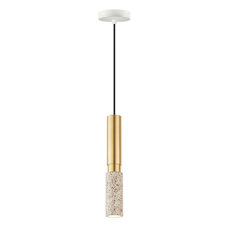 Tubular Stone Pendant Light Fixture Postmodern 1 Bulb Hanging Lamp for Bedroom