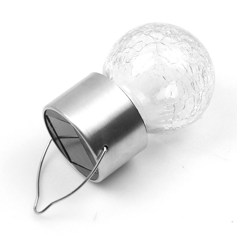 Globe Outdoor LED Pendant Light Clear Crackle Glass Minimalist Solar Hanging Lamp, 1 Piece