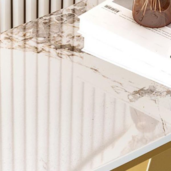 12 inch Wide Glam Console Table Half Moon Stone Accent Table with Legs