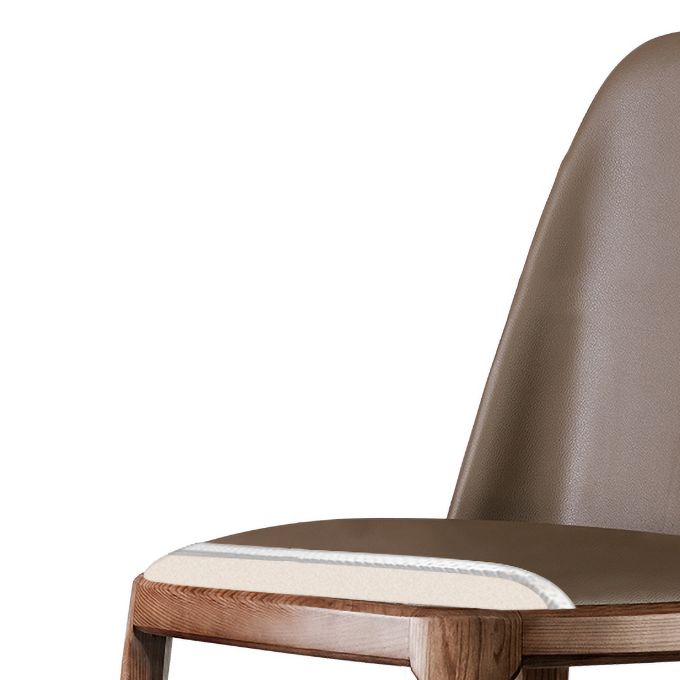 Zeitgenössischer Stil Lederstuhl Armless Parsons Stuhl mit Holzbeinen für das Restaurant