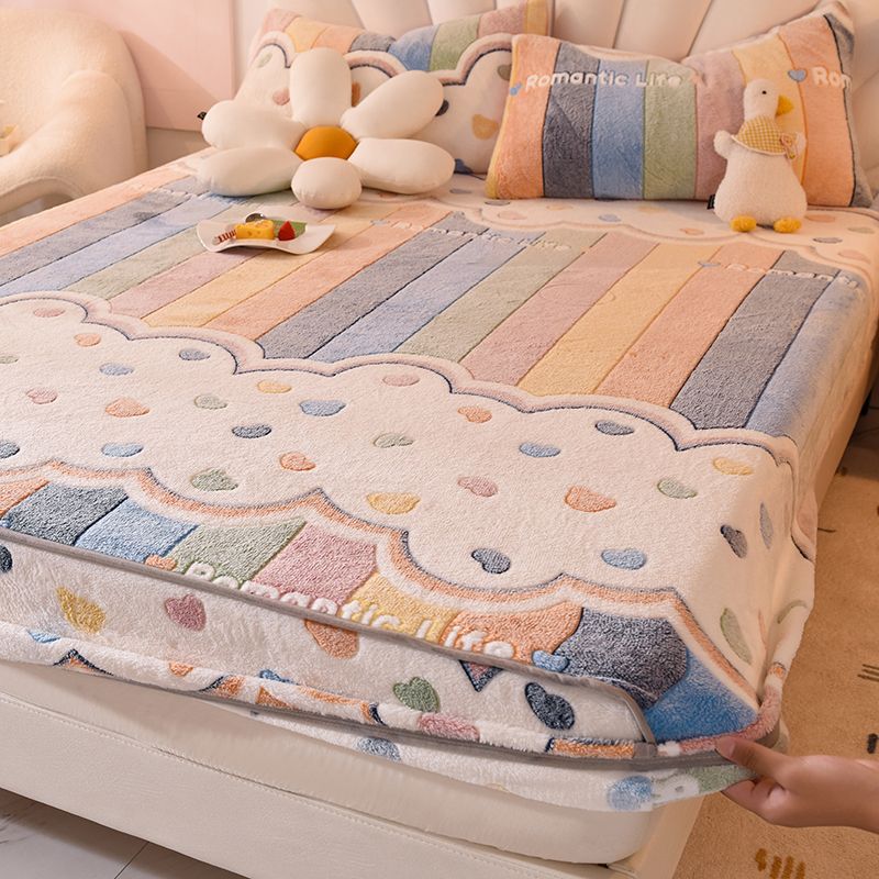 Micro Flannel Sheet Cartoon Print Breathable Ultra-Soft Non-Pilling Sheet