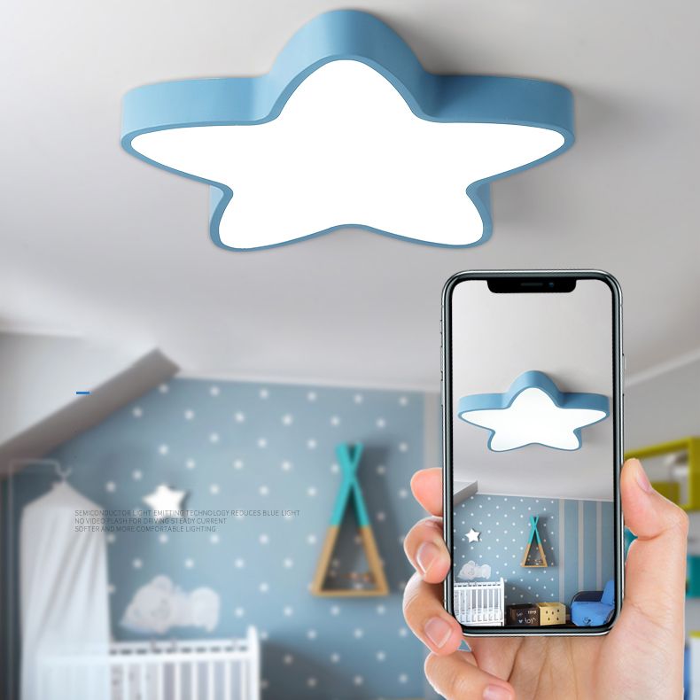 Plafonnier LED en forme d'étoile Macaron nordique en fer forgé pour chambre d'enfant