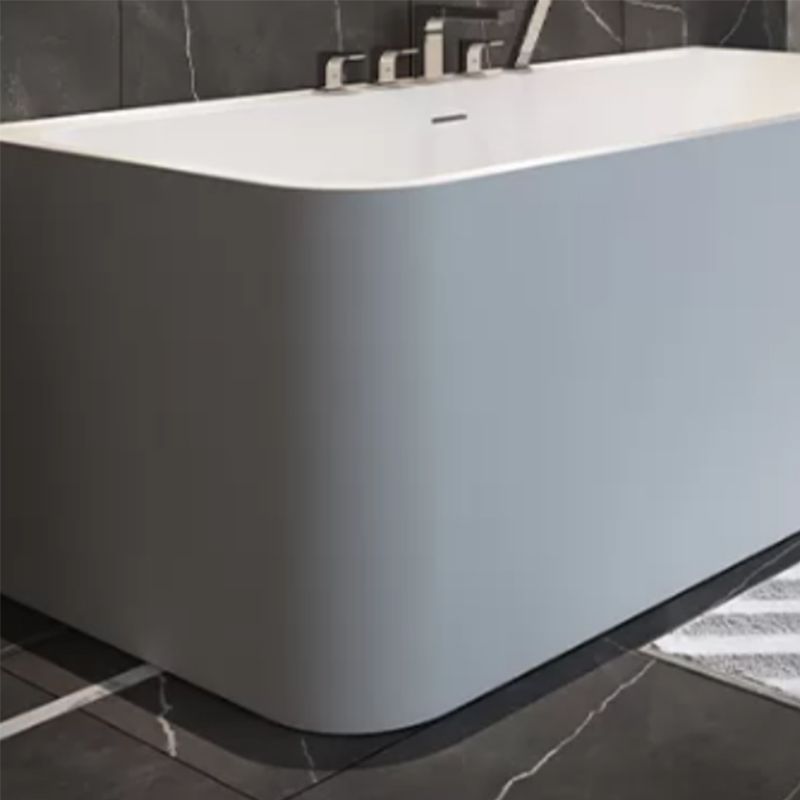 Stone Soaking Tub Antique Finish Rectangular Back to Wall Bath