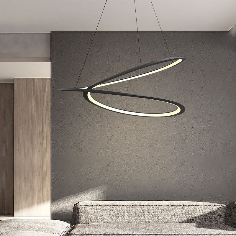 Ultra-modern Twisting Hanging Chandelier Metallic Hanging Lamp with Hanging Cord for Restaurant