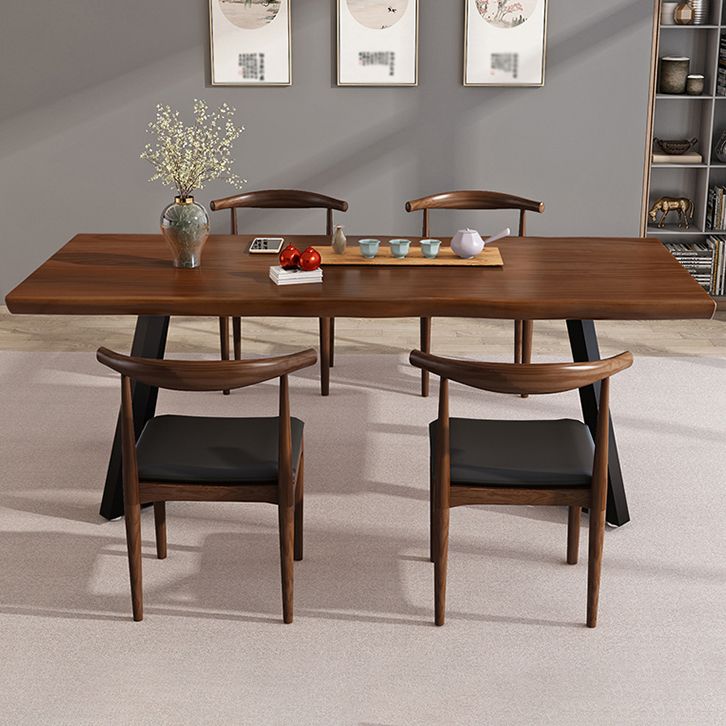 Mesa de comedor industrial de doble pedestal de rectángulo Mesa de madera de madera sólida