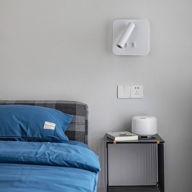 350° Rotatable LED Spotlight Wall Lamp Nordic Minimalism Bedside Reading Lamp with Backplane Night Light Design
