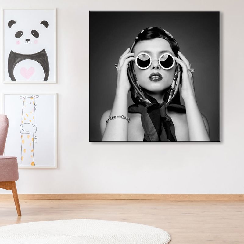 Modieus meisje muur kunst decor pastel kleur canvas schilderij, getextureerd, meerdere maten