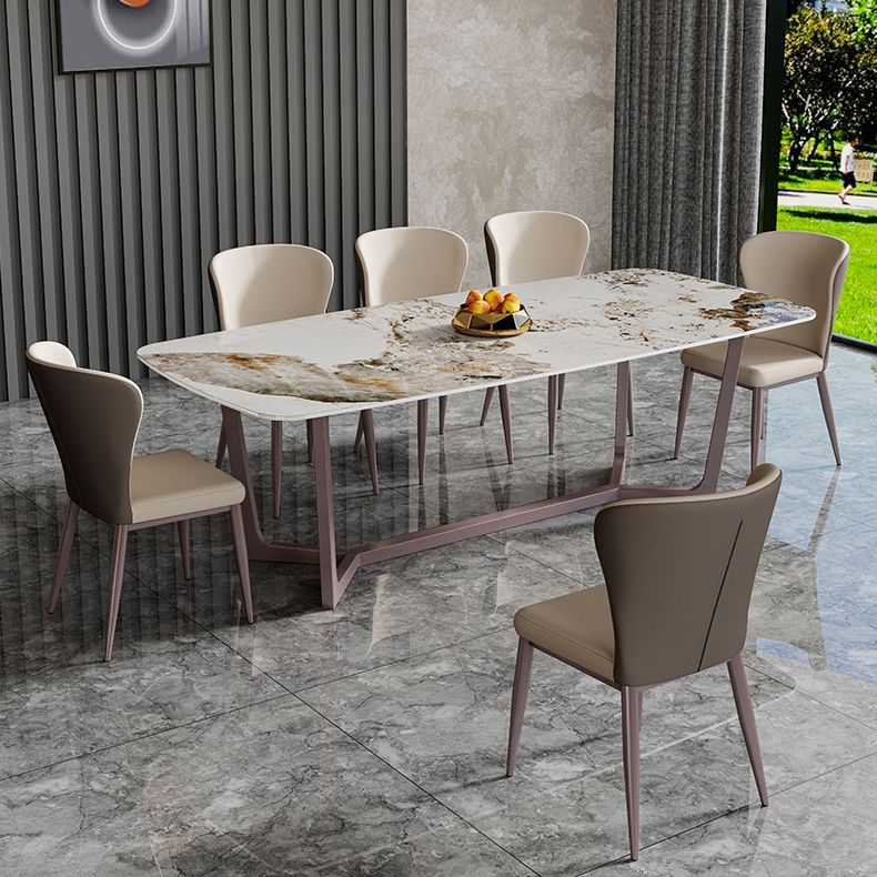 Nordic Glam Rectangle Sintered Stone Dining Table Set 1/4/6/7/8 Pieces Dining Set