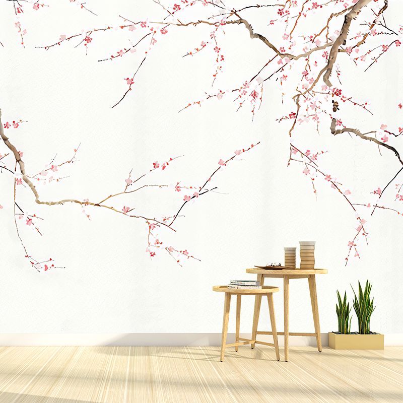 Photo Style Plum Blossoms Mural Full Size Wall Covering for Girl's Bedroom, Made to Measure