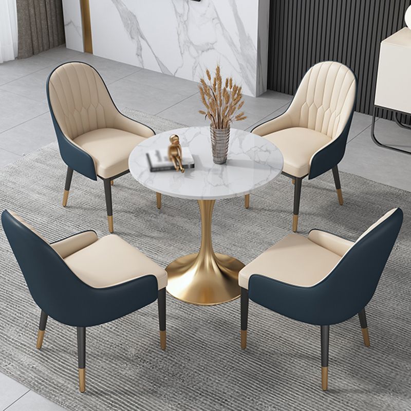 Sintered Stone White Dining Table Simplicity Tulip Base Table for Dining Room