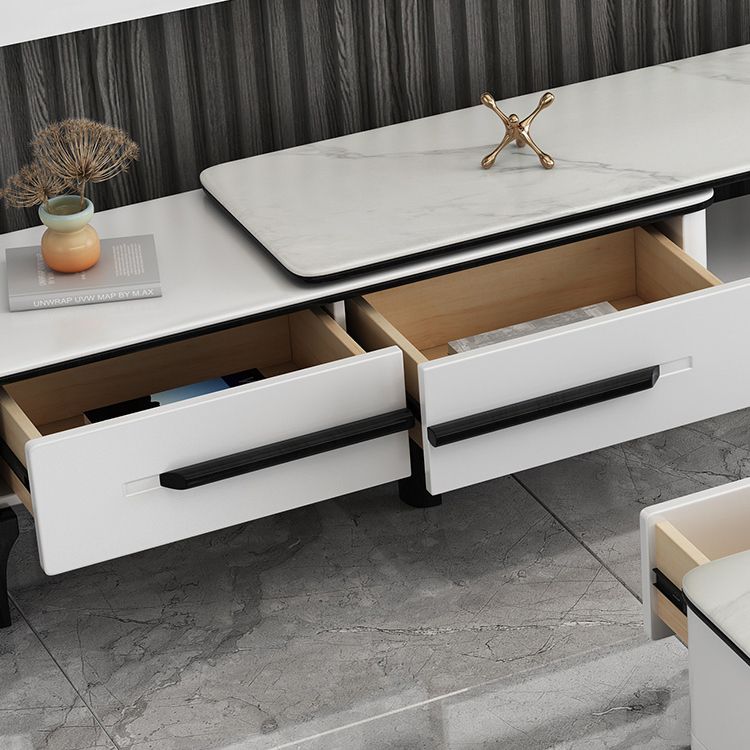 4 Legs Rectangle Contemporary Slate Single Coffee Or End Table with Drawers