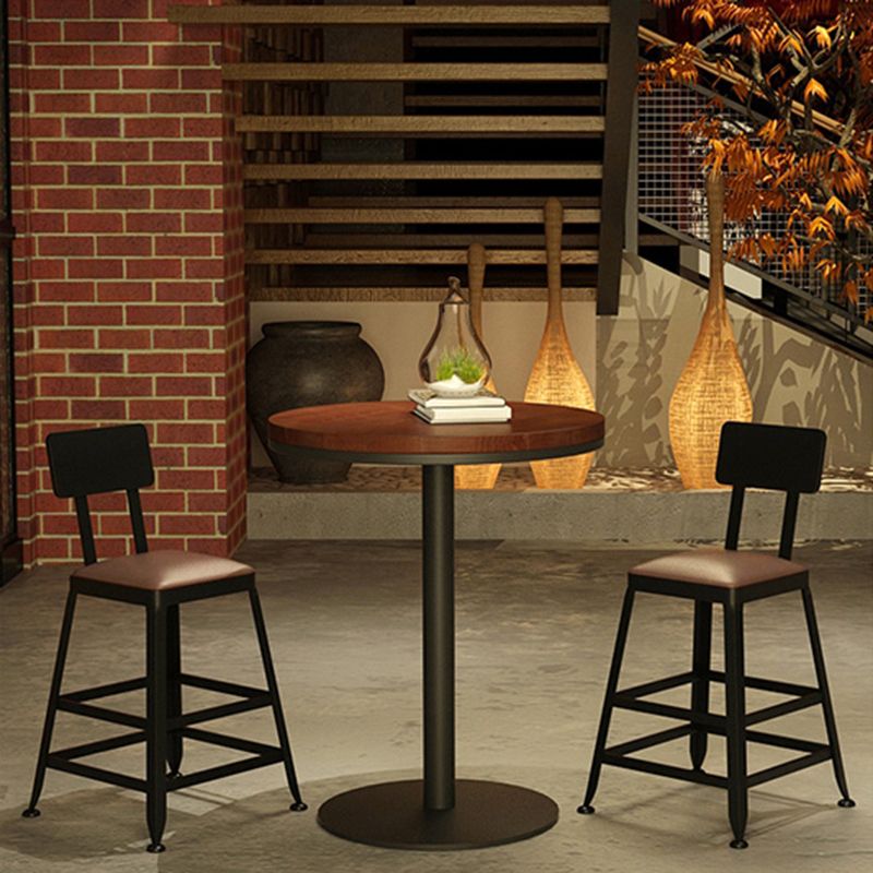 Taburete de bar interior de madera maciza de metal contemporáneo con respaldo