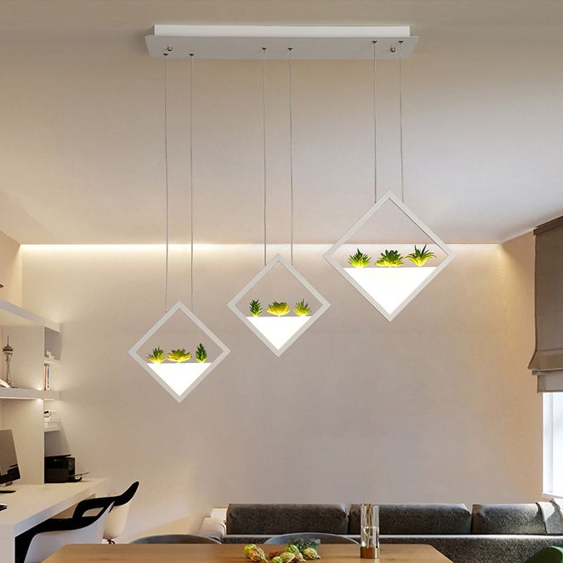 Pragas en cluster en cluster en cluster en cluster en cluster acrylique à la suspension 3-rhombus blanc LED avec une déco chaud / blanc