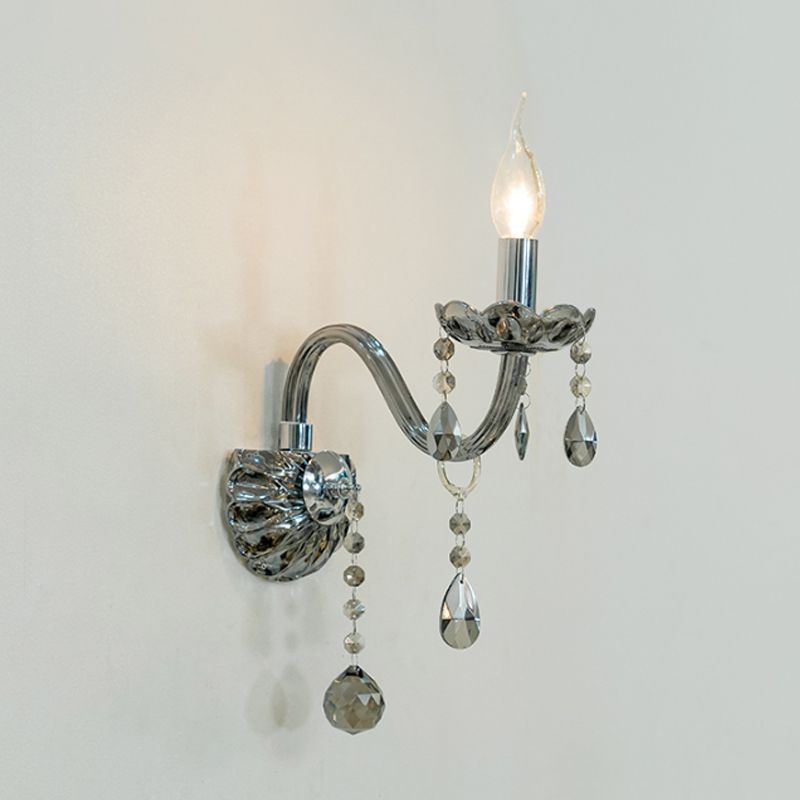Cristal Teardrop Smoke gris pared de pared veligante 1/2 bomba Luz de montaje de pared tradicional