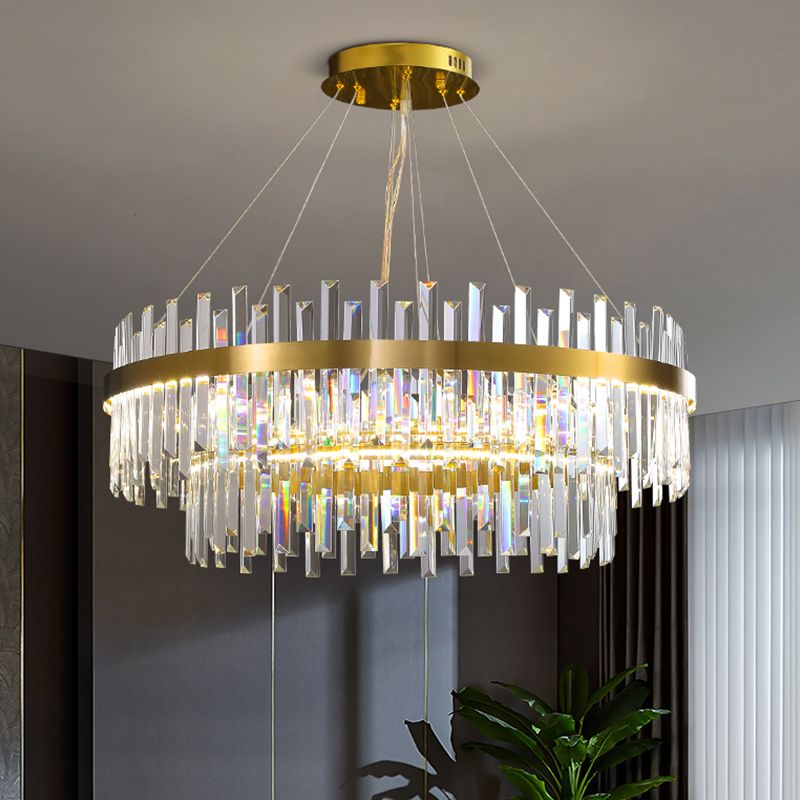 Runde Form hängende Lichter Kristall Kronleuchter für Wohnzimmer Esszimmer