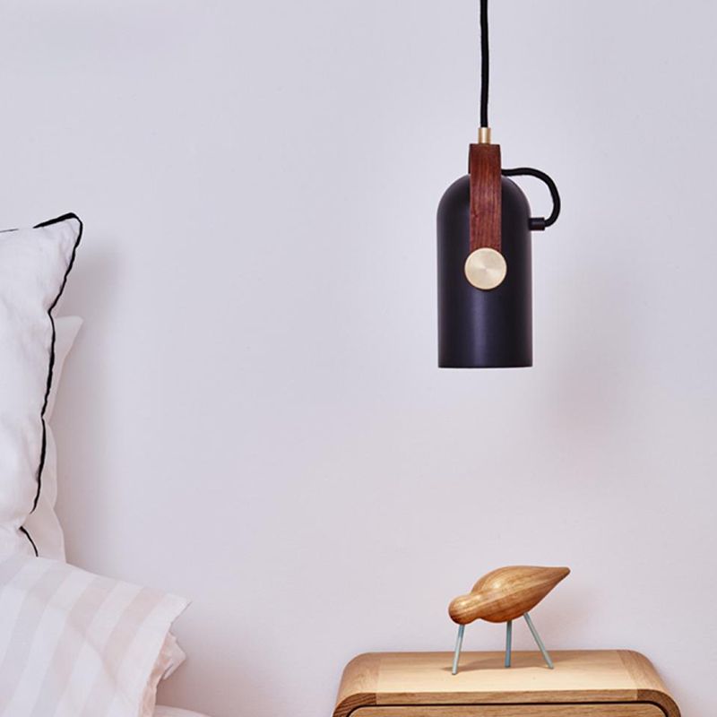 Nordic Style 1-Bulb Adjustable Spotlight Cylindrical Suspension Pendant Light with Metal Shade