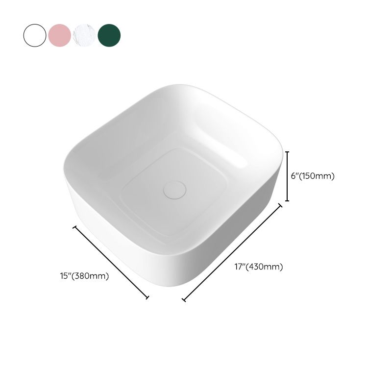 Modern Bathroom Sink Pop-Up Drain Porcelain Solid Color Sink (Faucet Not Included)