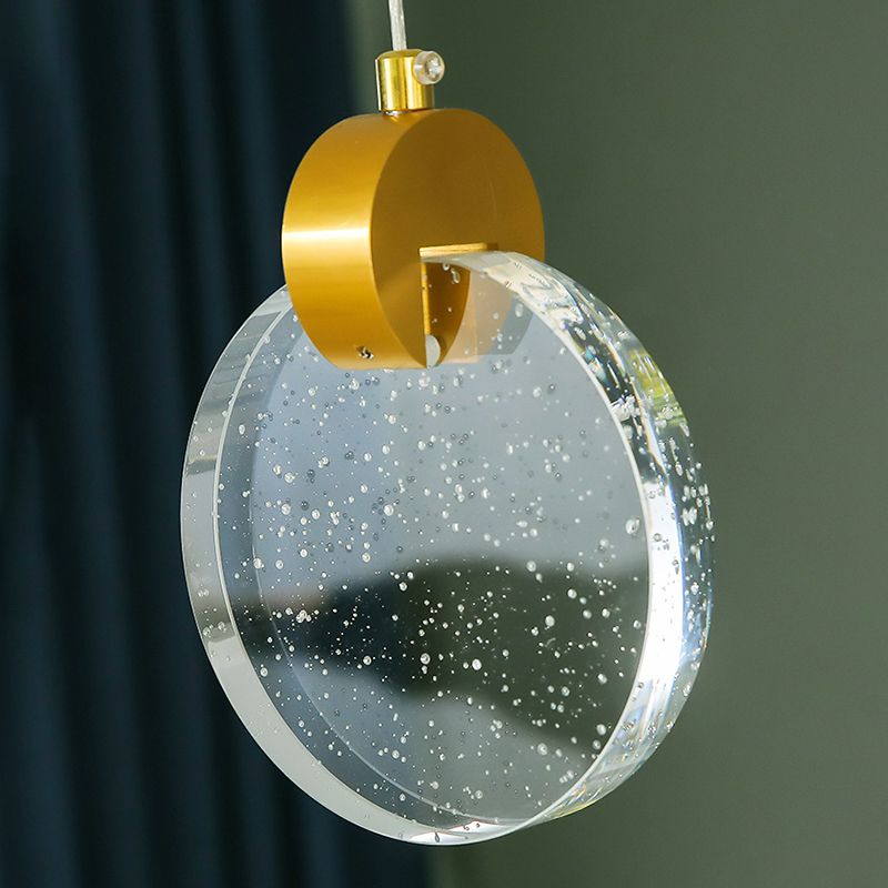 Simplicité moderne Crystal Hanging Living Room LED Round Shape Pendant lampe Paxage