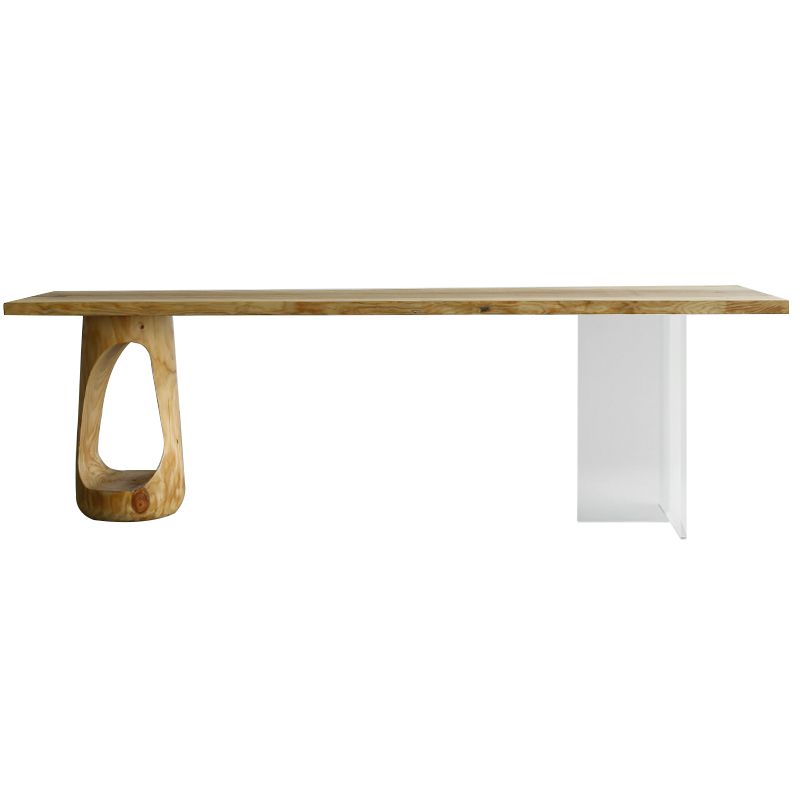 Natural Double Pedestal Table Solid Wood Modern Dinner Room Kitchen Table