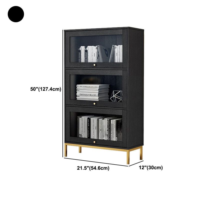 Glam Manufactured Wood Standard Bookcase Vertical Bookcase with Glass Doors