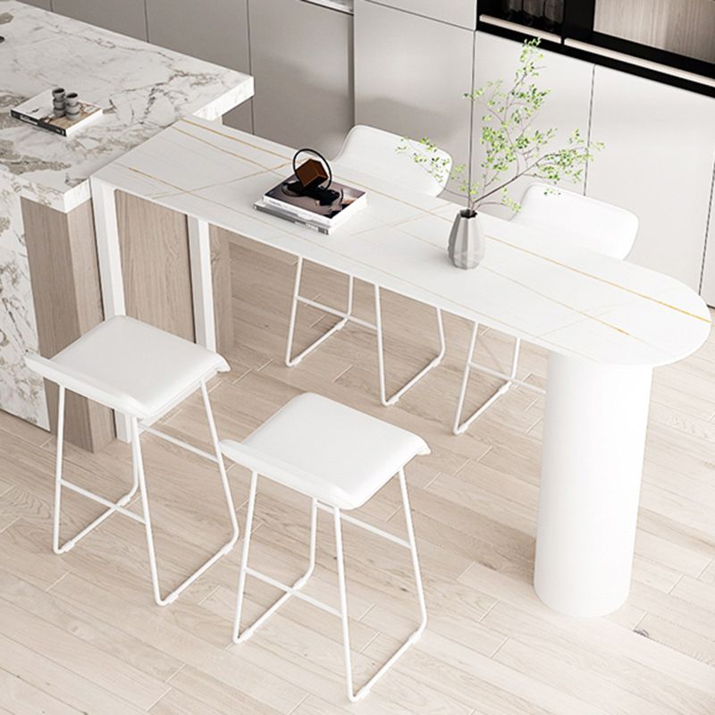 Contemporary Bar Table Stone Bar Desk with Double Pedestal for Home