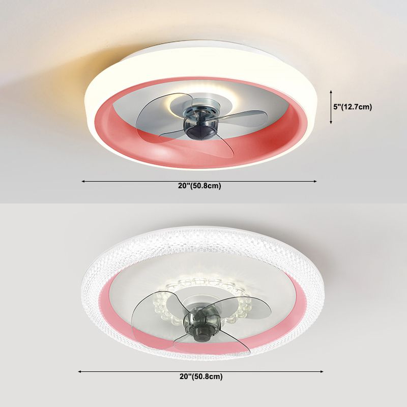 Contemporary Round Fan Light Metal Colorful LED Flush Mount Light for Bedroom