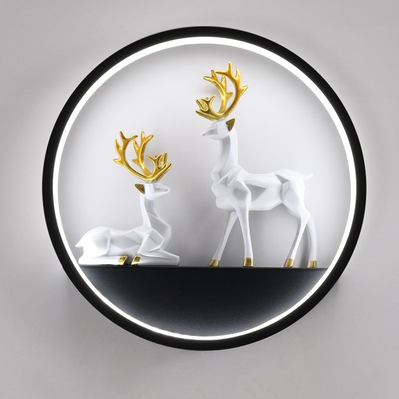 Illuminazione a parete in metallo contemporanea 1 cerchio di luce per la camera da letto