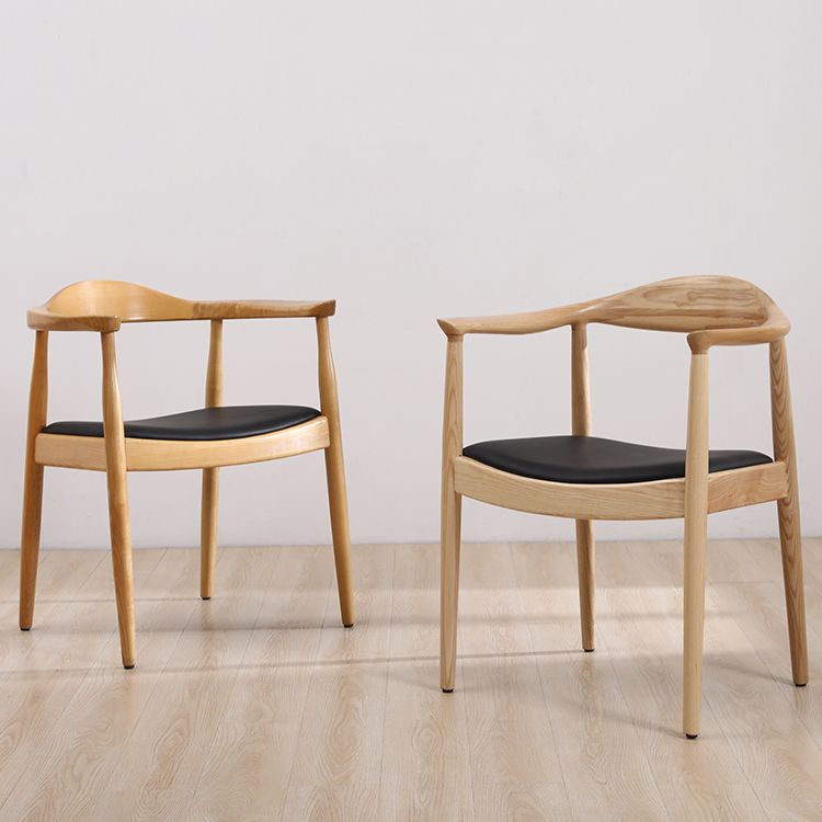Scandinavian Style Wood Dining Side Chair Home Open Back Dining Side Chair with Arm