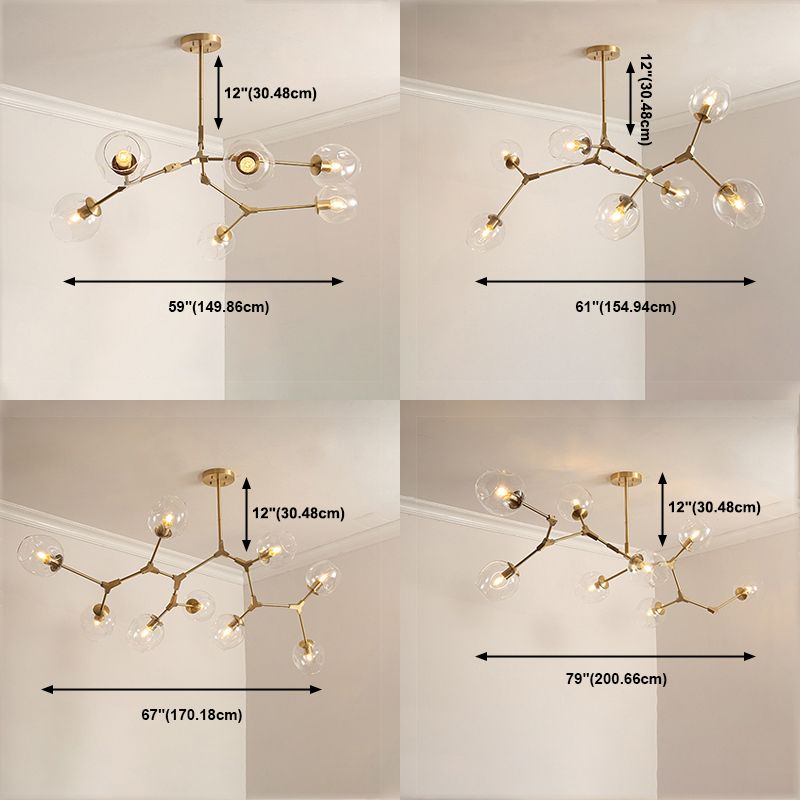 Clear Glass Suspension Lamp Fixture Modern Minimalist Island Light in Brass