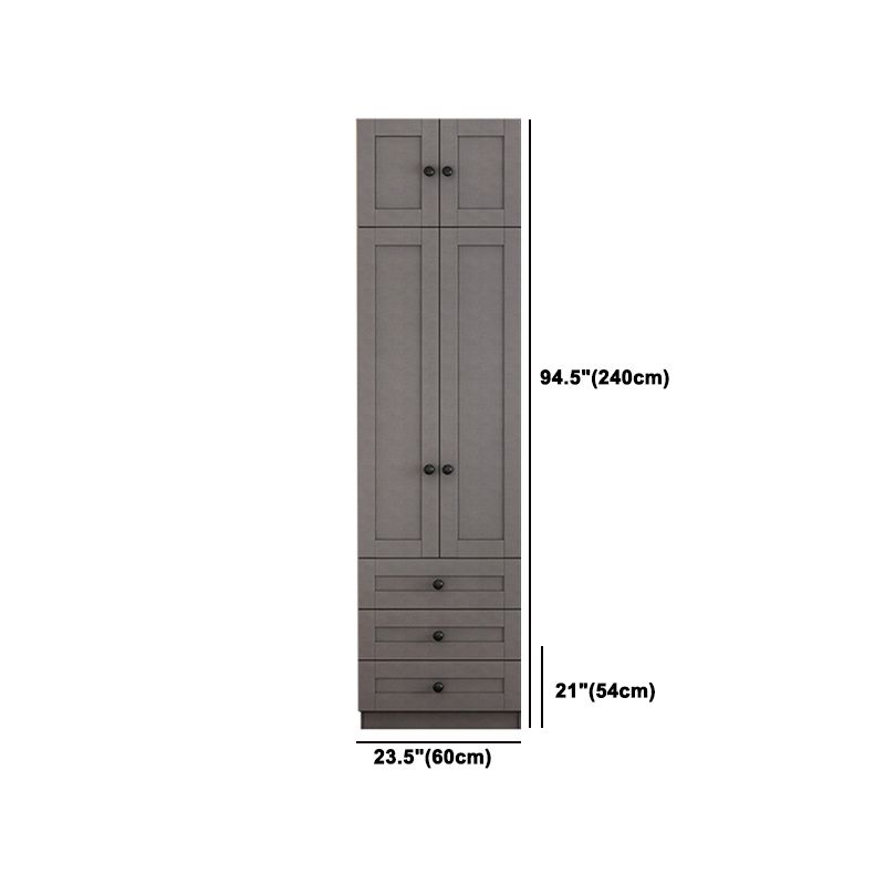 Contemporary Grey Wardrobe Armoire Engineered Wood Wardrobe Closet