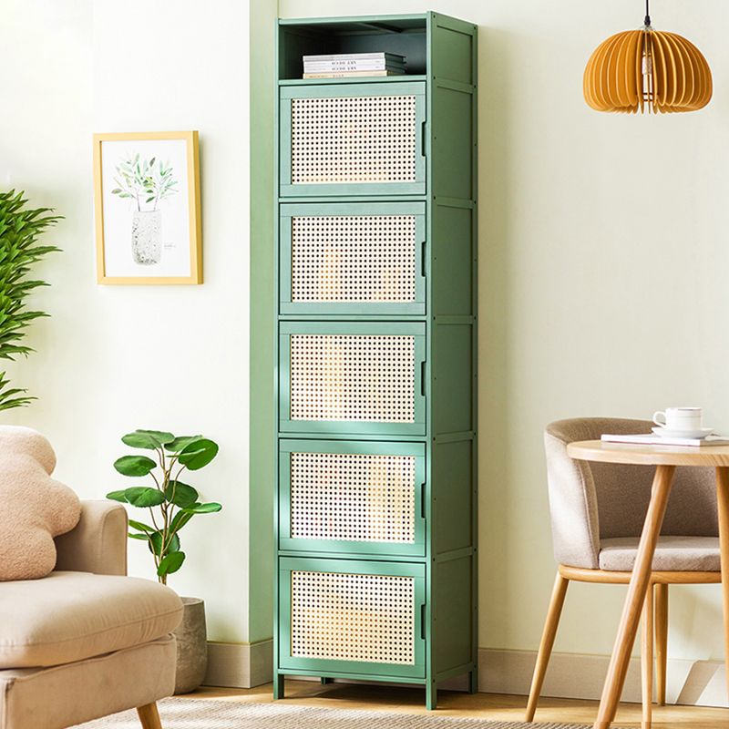 Contemporary Green Wood Accent Cabinet Rectangle Grooves Accent Cabinet