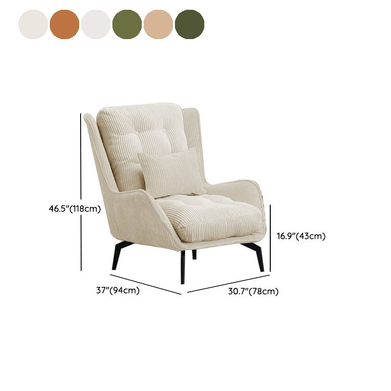 Modern Accent Chair Solid Color Corduroy Tufted Back Basic Four Leg Chair