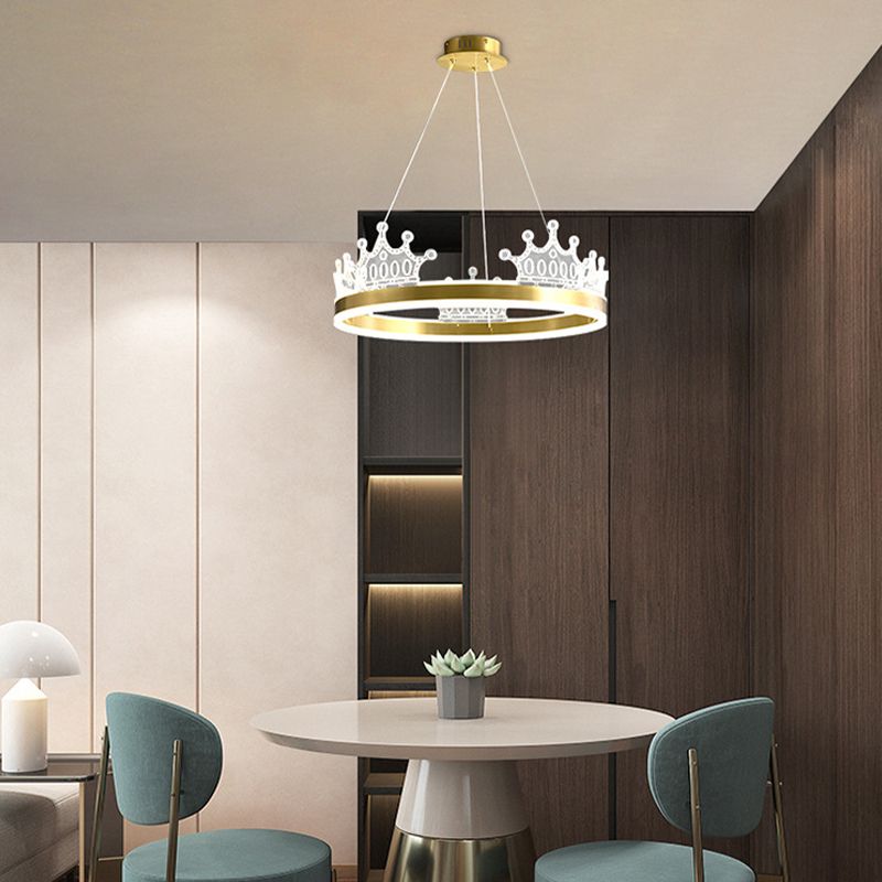Postmoderner Kreis Kronleuchter Messing Kronleuchter Anhänger in Gold für Esszimmer