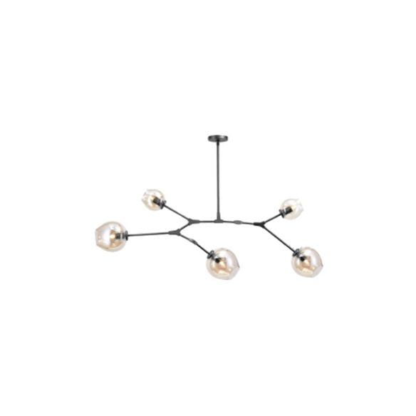 Iluminación de araña de burbujas de vidrio contemporáneo 3/5 cabezas lámpara colgante ajustable en acabado negro/dorado