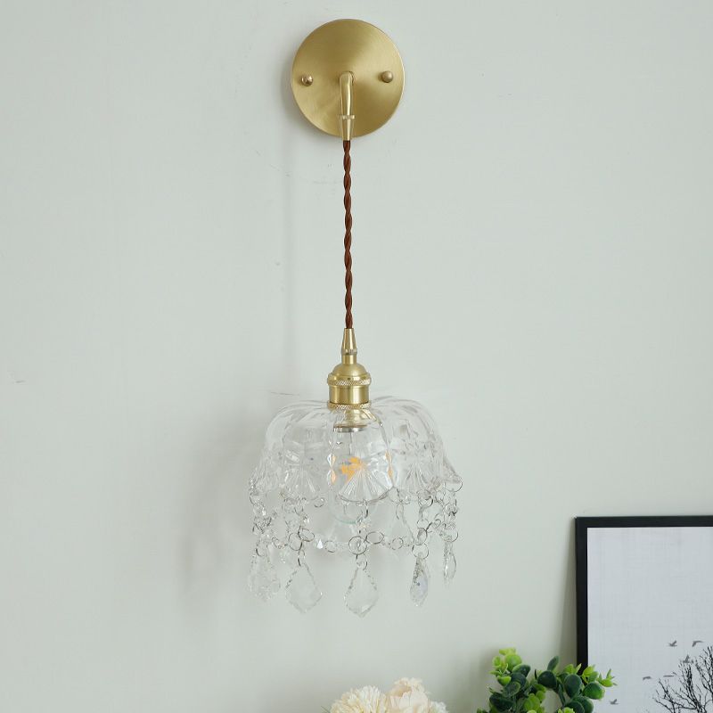 1-Light Modern Nordic Gold Wall Lights Glass Wall Mounted Lamps for Bedroom